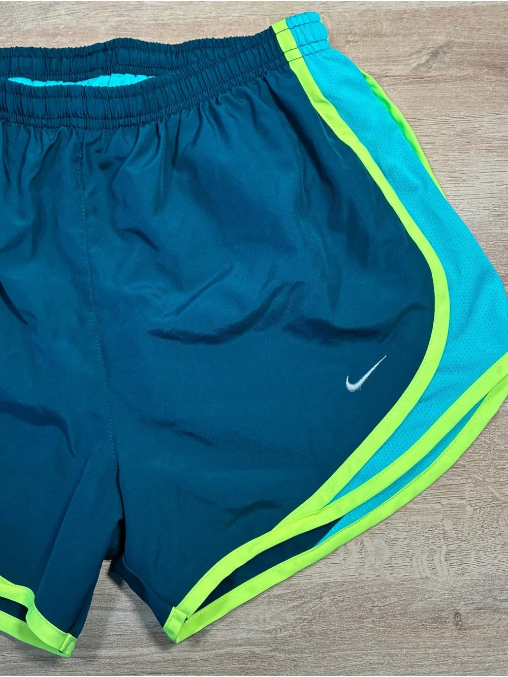 Nike Women’s Dri-Fit Size: Small Running Shorts Teal Blue/ Neon
